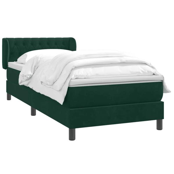 Boxspringbett mit Matratze Dunkelgrün 80x220 cm Samt
