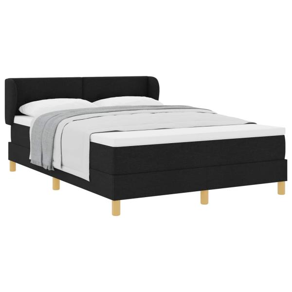 Boxspringbett mit Kopfteil Schwarz 140 x 190 cm Stoff