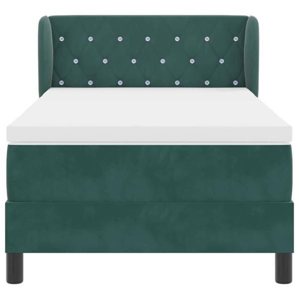 Boxspringbett mit Kopfteil Dunkelgrün 100 x 200 cm Samt