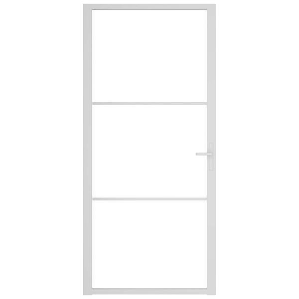 Innentür 93x201,5 cm Weiß ESG-Glas und Aluminium