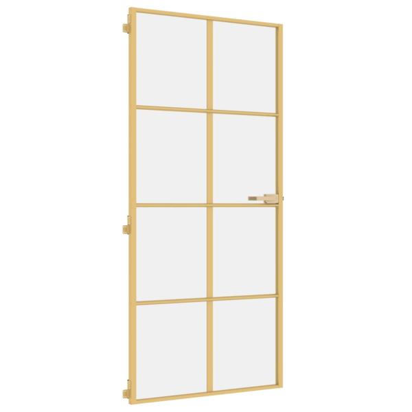 Innentür Schlank Golden 93x201,5 cm Hartglas und Aluminium