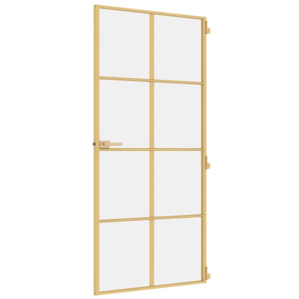 Innentür Schlank Golden 93x201,5 cm Hartglas und Aluminium
