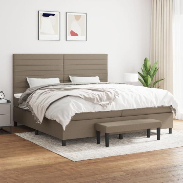 ARDEBO.de - Boxspringbett mit Matratze Taupe 200x200 cm Stoff