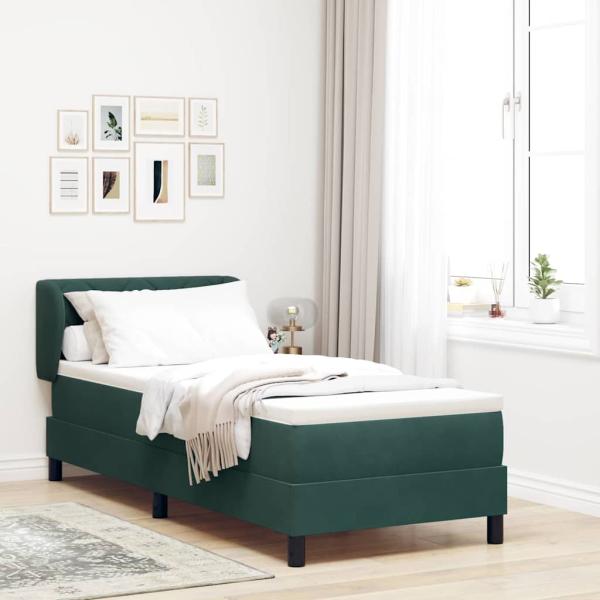 ARDEBO.de - Boxspringbett mit Kopfteil Dunkelgrün 80 x 200 cm Samt
