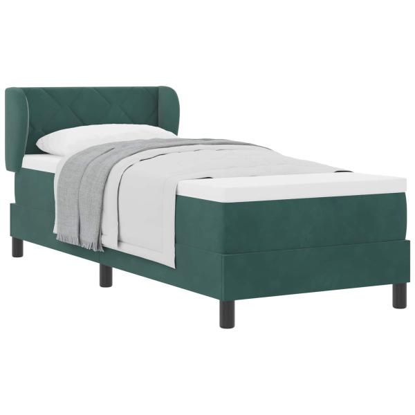 Boxspringbett mit Kopfteil Dunkelgrün 80 x 200 cm Samt