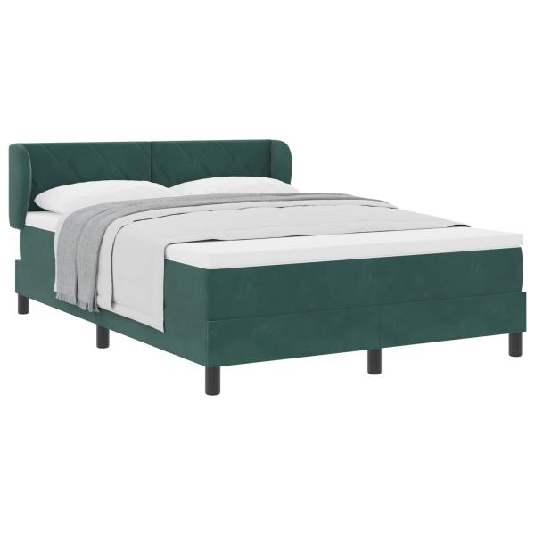 Boxspringbett mit Kopfteil Dunkelgrün 140 x 190 cm Samt