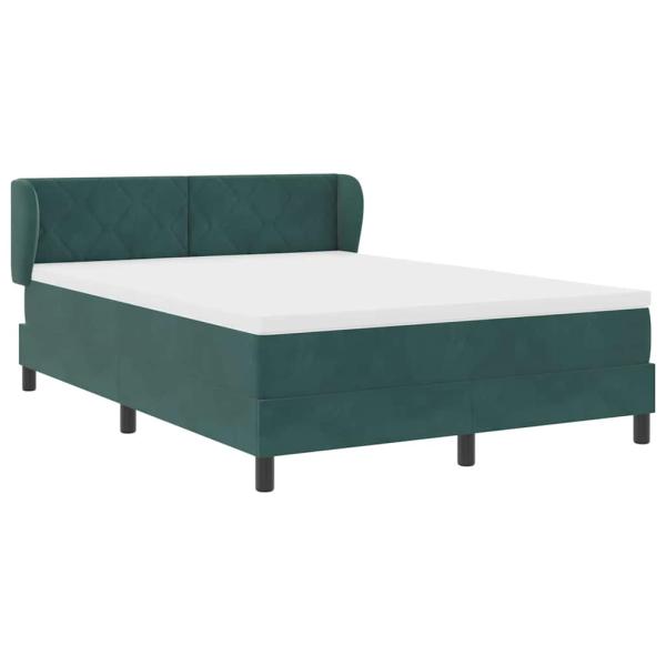 Boxspringbett mit Kopfteil Dunkelgrün 140 x 190 cm Samt