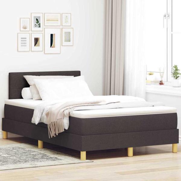 ARDEBO.de - LED Boxspringbett mit Kopfteil Dunkelbraun 120 x 200 cm Stoff