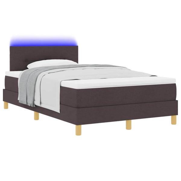 LED Boxspringbett mit Kopfteil Dunkelbraun 120 x 200 cm Stoff