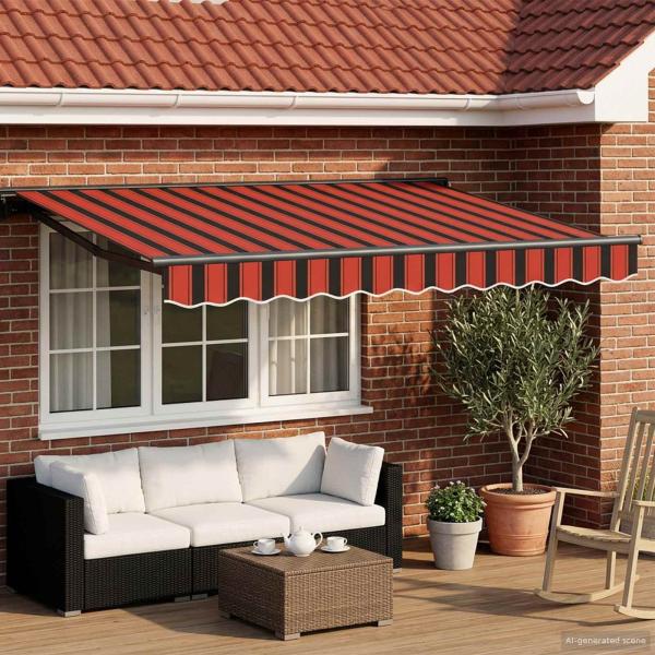 ARDEBO.de - Manuell einziehbare Markise Orange, Schwarz und Gelb 3,5 x 2 m