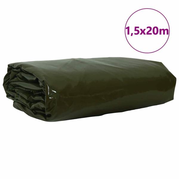 Plane 650g / m² Olivgrün 1,5 x 20 m Canvas mit PVC-Beschichtung