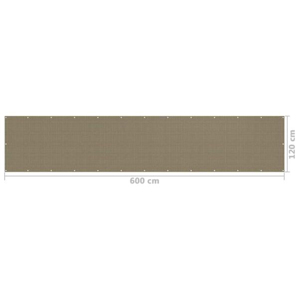 Balkon-Sichtschutz Taupe 120x600 cm HDPE