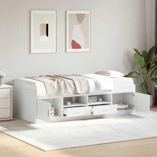 ARDEBO.de - Tagesbett mit Schubladen ohne Matratze Weiß 75x190 cm