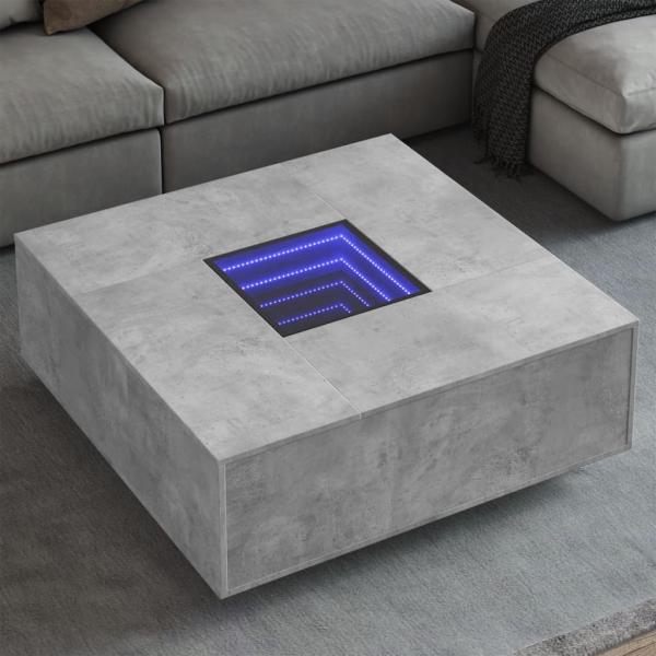 ARDEBO.de - Couchtisch mit Infinity-LED Betongrau 100x100x40 cm