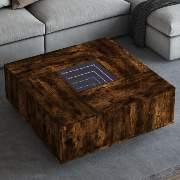 ARDEBO.de - Couchtisch mit Infinity-LED Räuchereiche 100x100x40 cm
