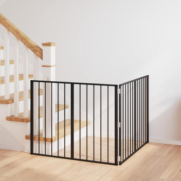 ARDEBO.de - Hundetor 2 stk. Schwarz 100 x 80 cm Verzinkter Stahl