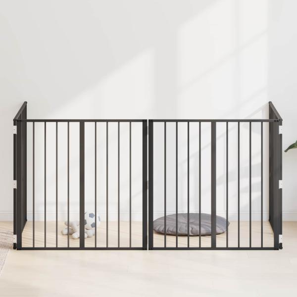 ARDEBO.de - Hundetor 4 stk. Schwarz 80 x 80 cm Verzinkter Stahl