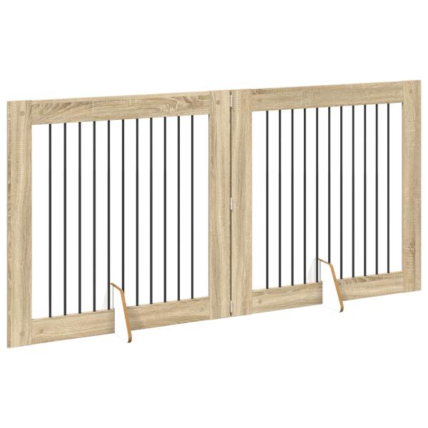 Klappbares Hundetor mit Ständern 2 stk. Sonoma-Eiche 200,5 cm