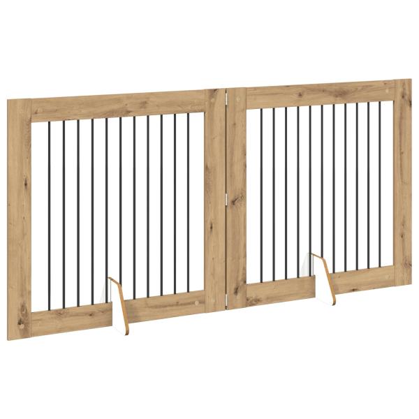 Klappbares Hundetor mit Ständern 2 stk. Artisan-Eiche 200,5 cm