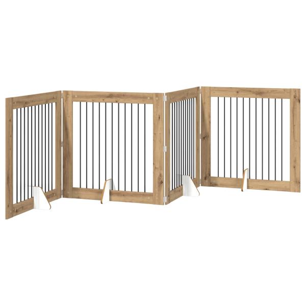 Klappbares Hundetor mit Ständern 4 stk. Artisan-Eiche 401 cm