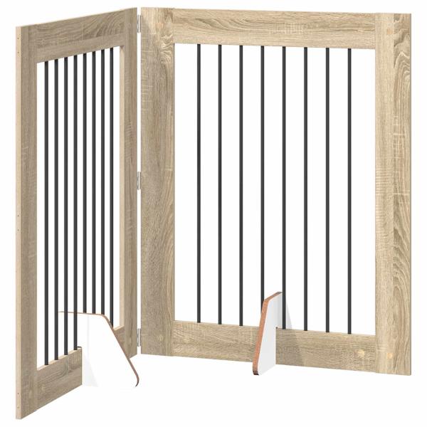 Klappbares Hundetor mit Ständern 2 stk. Sonoma-Eiche 160,5 cm