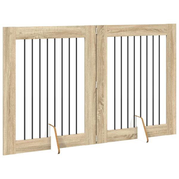 Klappbares Hundetor mit Ständern 2 stk. Sonoma-Eiche 160,5 cm