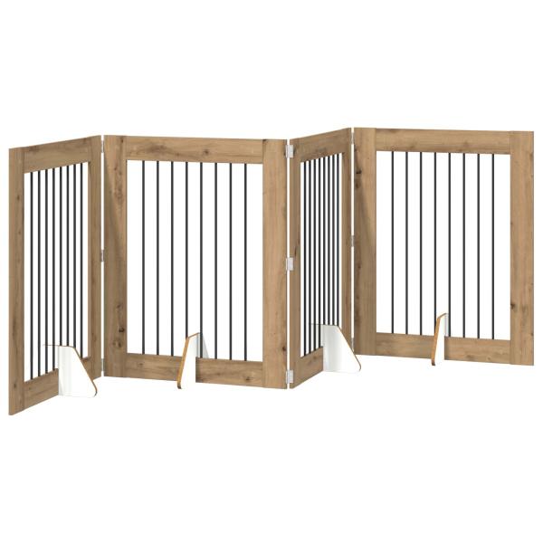 Klappbares Hundetor mit Ständern 4 stk. Artisan-Eiche 321 cm