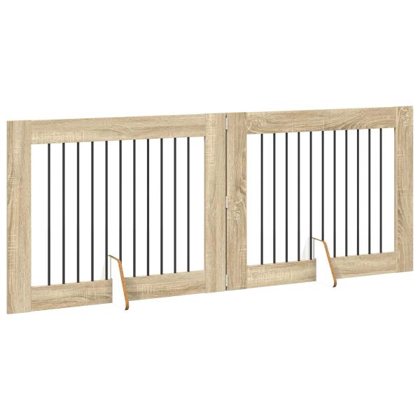 Klappbares Hundetor mit Ständern 2 stk. Sonoma-Eiche 200,5 cm