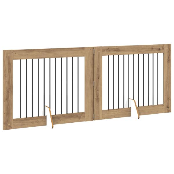 Klappbares Hundetor mit Ständern 2 stk. Artisan-Eiche 200,5 cm