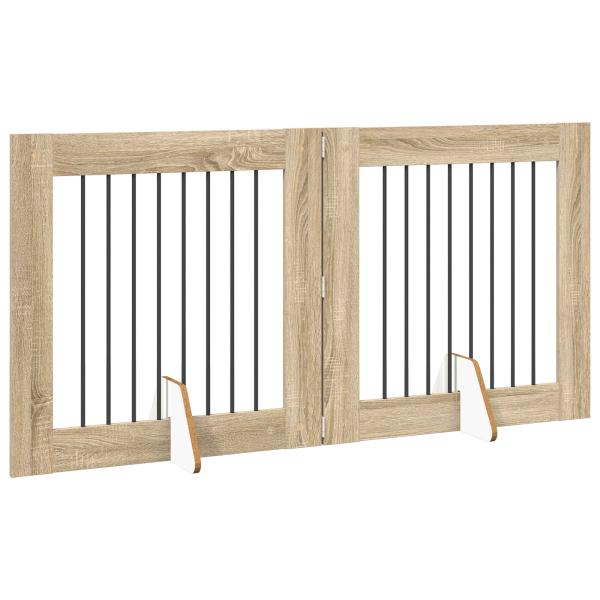 Klappbares Hundetor mit Ständern 2 stk. Sonoma-Eiche 160,5 cm