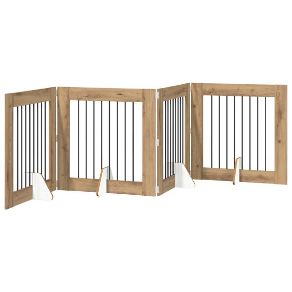 Klappbares Hundetor mit Ständern 4 stk. Artisan-Eiche 321 cm