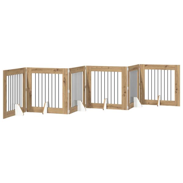 Klappbares Hundetor mit Ständern 6 stk. Artisan-Eiche 482 cm
