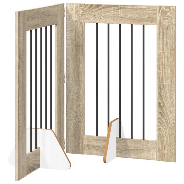 Klappbares Hundetor mit Ständern 2 stk. Sonoma-Eiche 120,5 cm