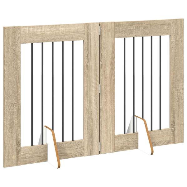 Klappbares Hundetor mit Ständern 2 stk. Sonoma-Eiche 120,5 cm