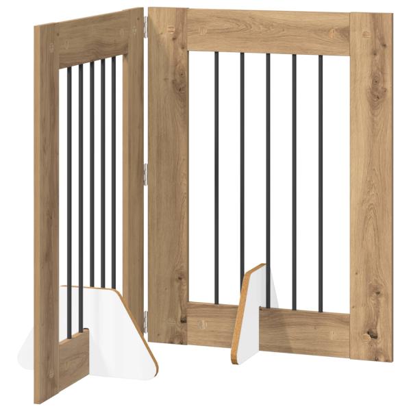 Klappbares Hundetor mit Ständern 2 stk. Artisan-Eiche 120,5 cm