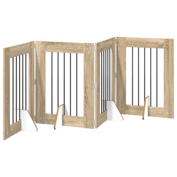 Klappbares Hundetor mit Ständern 4 stk. Sonoma-Eiche 241 cm