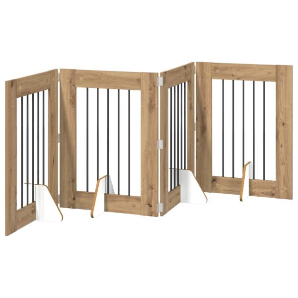 Klappbares Hundetor mit Ständern 4 stk. Artisan-Eiche 241 cm