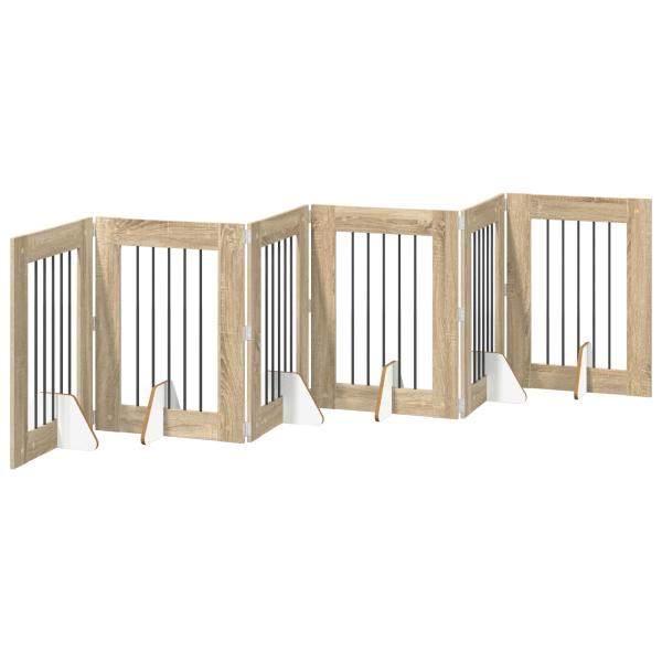Klappbares Hundetor mit Ständern 6 stk. Sonoma-Eiche 362 cm