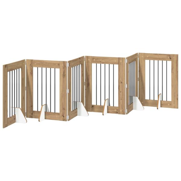 Klappbares Hundetor mit Ständern 6 stk. Artisan-Eiche 362 cm