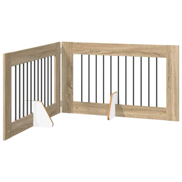 Klappbares Hundetor mit Ständern 2 stk. Sonoma-Eiche 200,5 cm