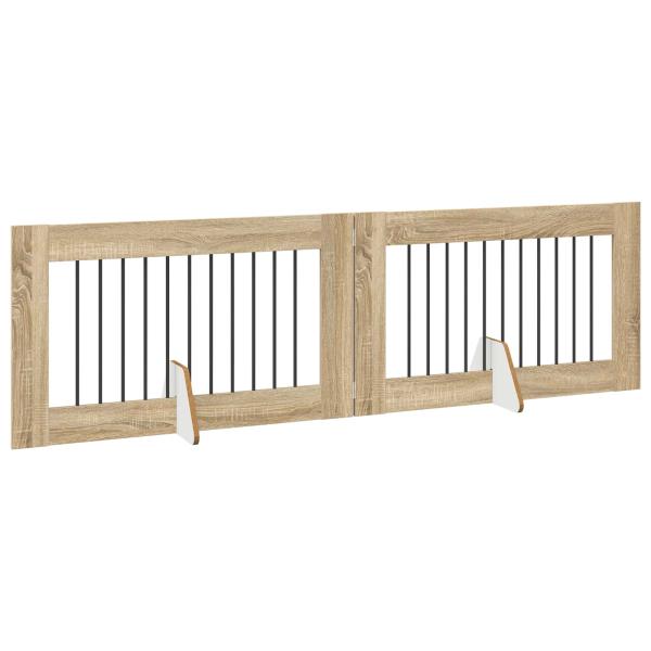 Klappbares Hundetor mit Ständern 2 stk. Sonoma-Eiche 200,5 cm