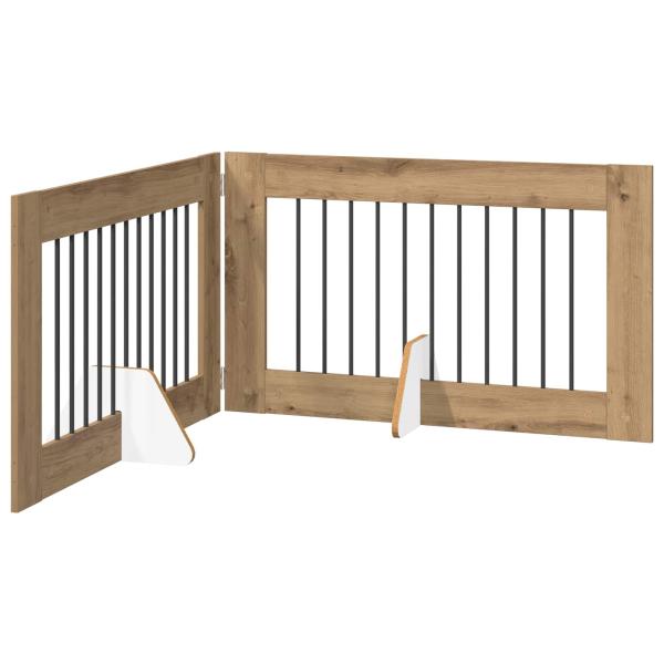 Klappbares Hundetor mit Ständern 2 stk. Artisan-Eiche 200,5 cm
