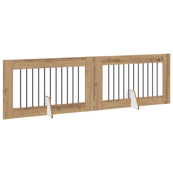 Klappbares Hundetor mit Ständern 2 stk. Artisan-Eiche 200,5 cm