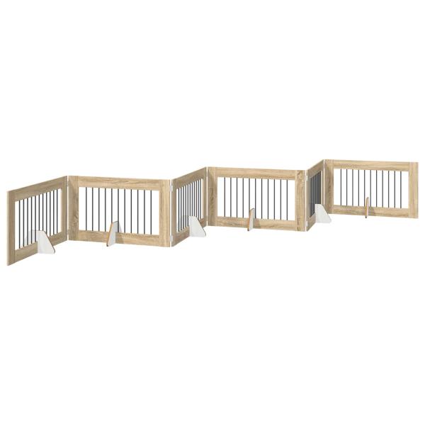 Klappbares Hundetor mit Ständern 6 stk. Sonoma-Eiche 602 cm