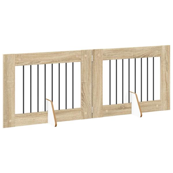 Klappbares Hundetor mit Ständern 2 stk. Sonoma-Eiche 160,5 cm