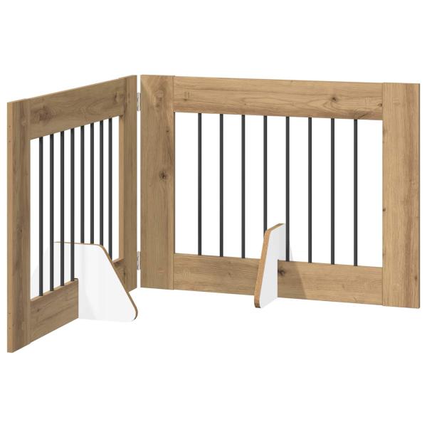 Klappbares Hundetor mit Ständern 2 stk. Artisan-Eiche 160,5 cm