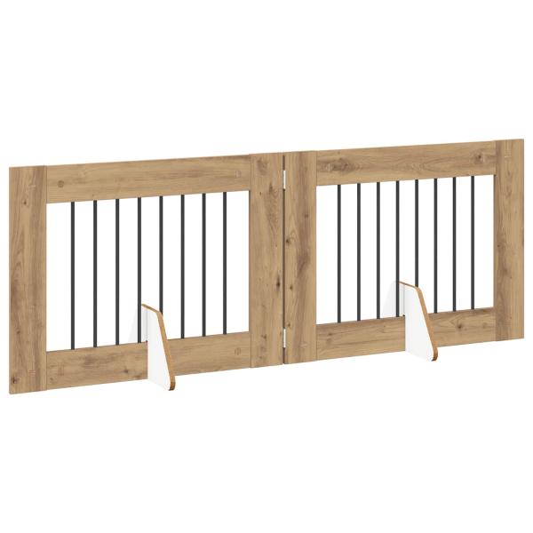 Klappbares Hundetor mit Ständern 2 stk. Artisan-Eiche 160,5 cm
