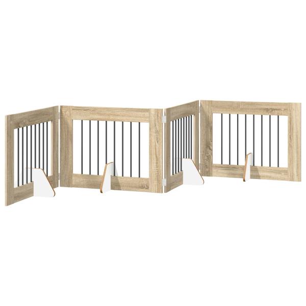 Klappbares Hundetor mit Ständern 4 stk. Sonoma-Eiche 321 cm