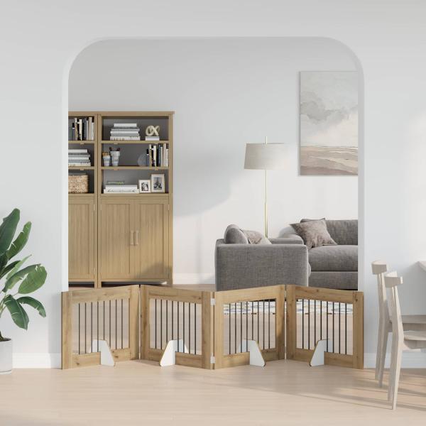 ARDEBO.de - Klappbares Hundetor mit Ständern 4 stk. Artisan-Eiche 321 cm