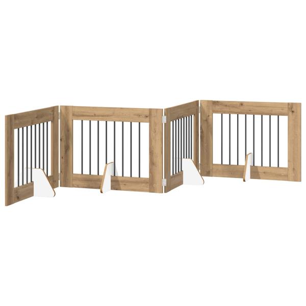 Klappbares Hundetor mit Ständern 4 stk. Artisan-Eiche 321 cm